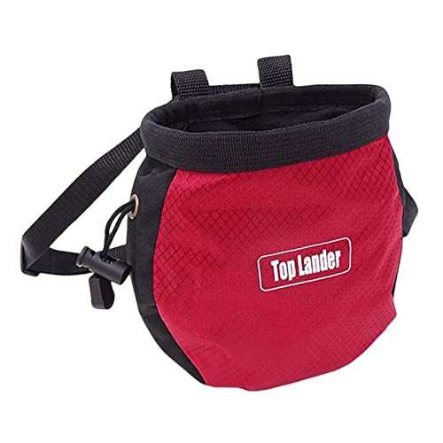 SM SunniMix Rock Climbing Chalk Pouch with Waist Belt Oxford Cloth Chalk Bag Bouldering Back Pocket Storage Equipment Suitable for, Red