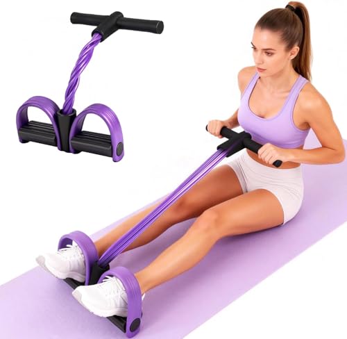 Multifunction Tension Rope, 6-Tube Elastic Yoga Pedal Puller Resistance Band, Natural Latex Tension Rope Fitness Equipment, for Abdomen/Waist/Arm/Leg Stretching Slimming Training - color: Purple