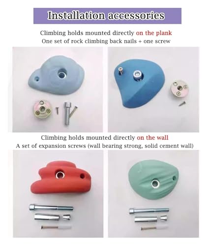 Climbing Kit,Climbing Holds, Climbing Holds Hand Grip Points, Resin Climbing Stones for Adult Indoor Outdoor, Premium Macaron Climbing(Solid Wall Installation) - size: Solid wall installation