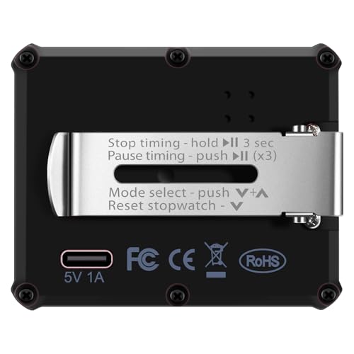 8200 Interval Timer and Stopwatch, Backlight, USB-C Charged, Clock - color: Black+yellow