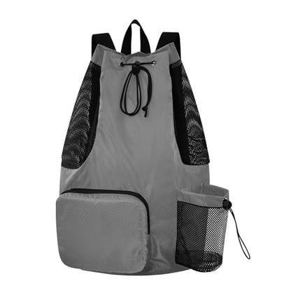 Yuiboo Gray Drawstring Gym Bags for Men Women Climbing Gym Bag with Water Bottle Pocket Pull String Back Pack Wet and Dry Separation