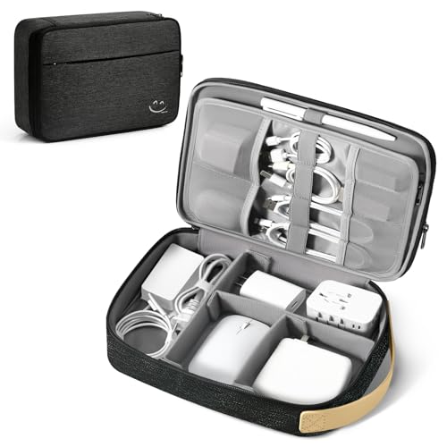 Travelkin Cord Organizer Travel, Cable Organizer For Electronic Accessories | Expandable electronics organizer,Charger organizer case, Large capacity travel case for Card,Usbs, travel essentials - color: Black, size: Large
