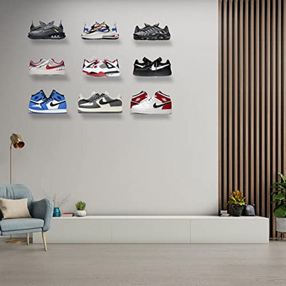 6 PCS Acrylic Floating Shoe Rack Wall Mount Display Shoe Rack Transparent Storage Rack for Home Use Sneaker Display Rack with Screws and Anchors