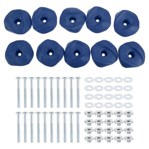 PATIKIL Rock Climbing Holds, Climbing Rock Wall Grips Play Set Climber Attachments with Single Holes for Playground - color: Blue, style: Blue-A