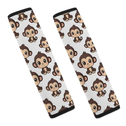 1 Pair Universal Fit Seat Belt Cover for Elderly Support, Most Cars, Cute Monkeys Seat Belt Cushion, Neck and Shoulder Support - color: Pattern 788