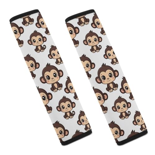 1 Pair Universal Fit Seat Belt Cover for Elderly Support, Most Cars, Cute Monkeys Seat Belt Cushion, Neck and Shoulder Support - color: Pattern 788