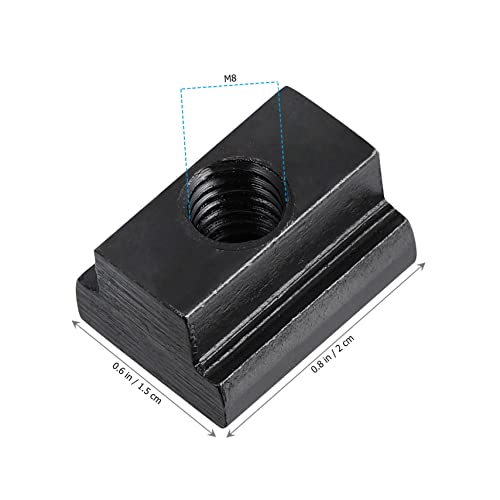 Mobestech 10pcs T-Type Sliding Nut Block M8 Steel Nuts for Furniture Cabinetry and Rock Climbing Holds