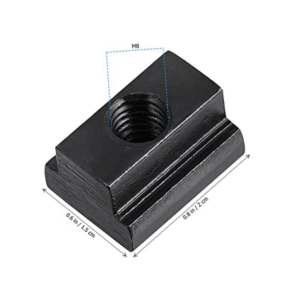 Mobestech 10pcs T-Type Sliding Nut Block M8 Steel Nuts for Furniture Cabinetry and Rock Climbing Holds