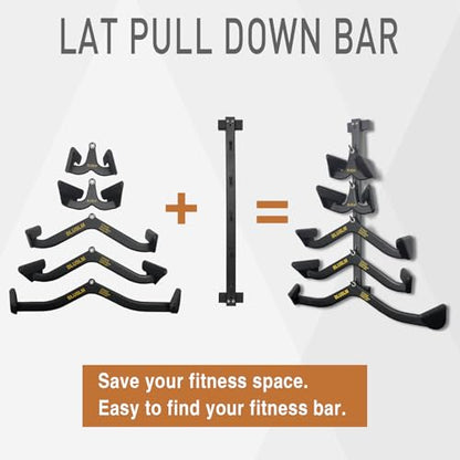 BLUSLM Lat Pull Down Bar T bar Row Attachment, V Bar Tricep Lat Pulldown Attachments, Back Strength Training Bar for Home Gym Exercise Cable Machine Attachments - color: Black 07