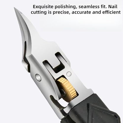 Black Anti-Slip Grip Gear Lock Nail Clipper Set with Ultra-Sharp Tips for Precise Access to Nail GRO,Gear Lock Nail Clipper Set,Eagle Beak Angled Nail Clippers 3-Piece Set (A) - color: A