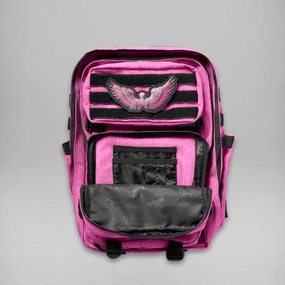 WOLFpak 35L Athletic Gym Backpack - Durable 1000D Waterproof Oxford Material with MOLLE Webbing, Laptop Pocket - color: Deathwing Pink