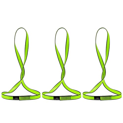 18MM Nylon Climbing Sling Runner 23KN CE2008/EN566 Rock Climbing Webbing Straps for Outdoor Climbing, Rappelling, Swing, Yoga Hammock etc - color: Green|60cm/24inch|3PCS