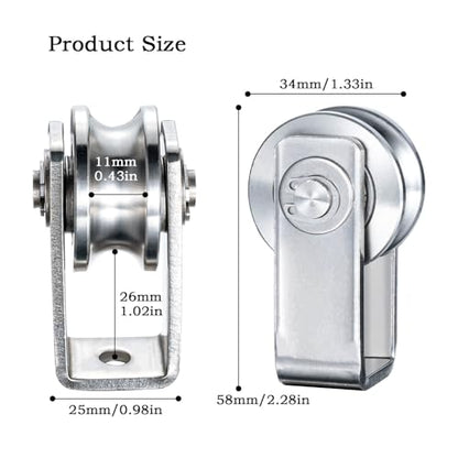 Cable Pulley Wheel for Rope with Ball Bearing, Smooth No Noise, Wall Mounted Ceiling Fixed Wire Pulley for Pulley System Lifting, DIY Home Gym, Winch, 2 Pack