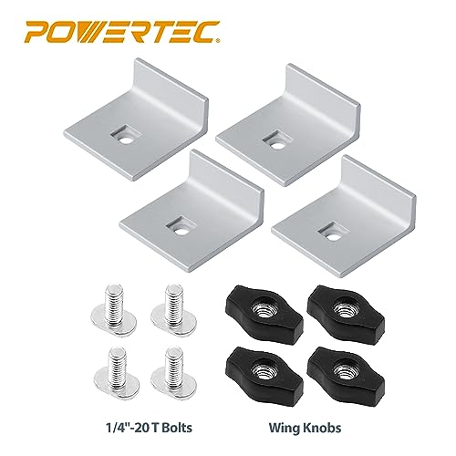POWERTEC 71821 Bi-Directional Short Stop Kit, T Track Stop Block for T-Track Woodworking, Sanding, and Routing, 4PK - size: T track stop, 4PK