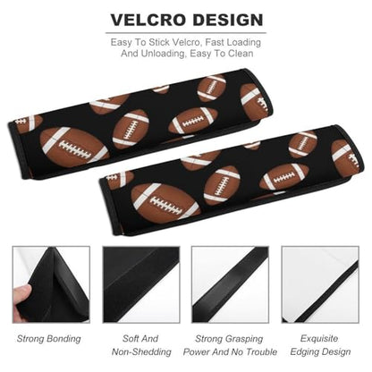 2 Pack Brown Black Football Sports Ball Car Seat Straps Shoulder Pads Universal Soft and Comfortable Seat Belt Cushion for Adults and Children, Stroller Pushchair High Chair - color: Pattern 1163