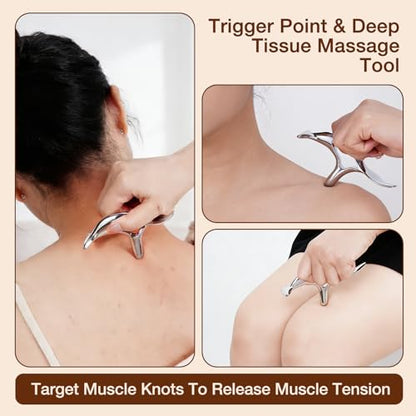 All in 1 Trigger Point Massage Tool TMJ Tension Relif Face Gua Sha | Deep Tissue Acupressure Tool Pressure Point Muscle Tension Relief Fascia Release TMJ Pain Relief Facial Neck Gua Sha Tool