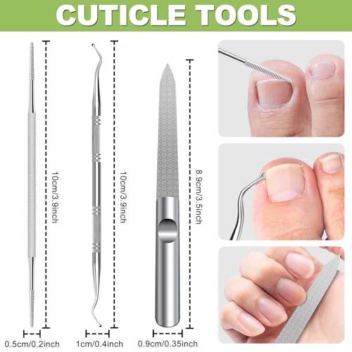 Toenail Clippers for Thick Nails, Nail Clippers Set, 5pcs with Leather Case | Toe Nail Clippers for Thick Nails for Seniors | Long Handled Nail clippers for Men | Sharp Slanted Ingrown Toenail Clippers