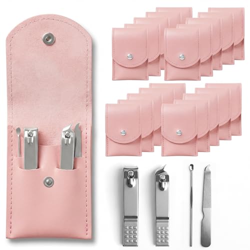 20-Piece Complete Nail Care Kit, Professional Manicure Set with Stainless Steel Tools for Home Use, Travel & Gifts | Portable Nail Clipper Kit in Pink Case (Pink) - color: Pink