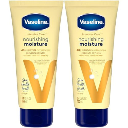Vaseline Lotion, Intensive Care Nourishing Moisture 2-Pack – Moisturizer with Oat Extract + Ultra-Hydrating Lipids for Healing Extremely Dry Skin, 3.4 Oz Ea - size: 3.4 Ounce (Pack of 2)