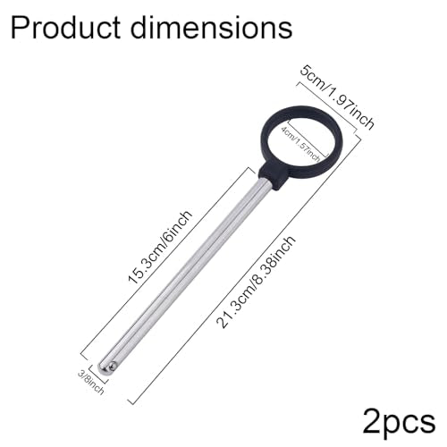 2pcs Ring Shaped Weight Machine Stack Pin, 3/8 Inch Diameter Drop Set Pins 6 Inch Gym Pins for Weight Stack Carbon Steel Loading Pin for Weight Plates Weight Selector Stack Extender Pin for Home Gym