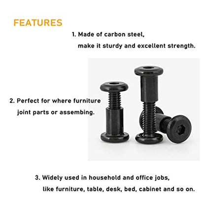 Black M6 Hex Drive Socket Cap Bolts Kit, binifiMux 35-Set Allen Head Countsunk Furniture Crib Bolts Nuts Kit, M6x15mm/ 20mm/ 25mm/ 30mm/ 35mm/ 40mm/ 50mm - size: 15mm/20mm/25mm/30mm/35mm/40mm/50mm 70pcs