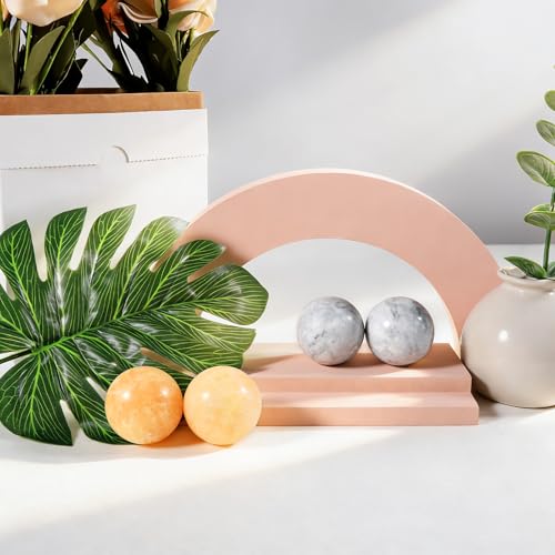 Learay 2Pcs Baoding Balls, Boading Balls for Hand Therapy, Beige, 1.57 inch | Chinese Health Exercise Massage Balls with Carry Pouch for Stress Relief Meditation Ball - color: Beige/1.57 Inch