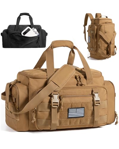 BAGSMART 4-IN-1 Gym Bag for Women Men, TSA Duffle Bag for Travel | With Shoe Compartment & Wet Pocket, 22L/30L/38L Tactical Backpack with 40oz Water Bottle Holder, Lightweight, Water-resistant - color: Desert Khaki