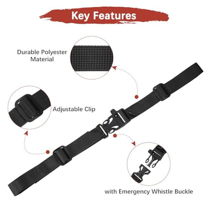 Backpack Chest Strap Sternum Straps with Emergency Whistle Buckle for Backpack Replacement & Hiking - color: Black