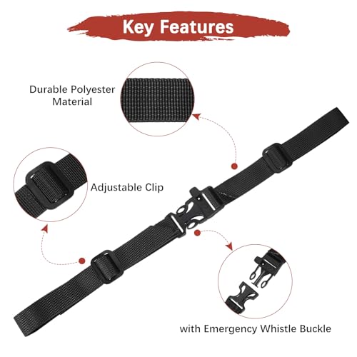 Backpack Chest Strap Sternum Straps with Emergency Whistle Buckle for Backpack Replacement & Hiking - color: Black & Grey