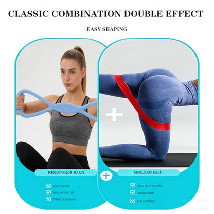 Figure 8 Resistance Band with Handles,-15LB Pull Rope for Shoulder & Back Stretching, Arm Toning, Posture Correction - Home Gym, Yoga, Resistance Bands for Women kkmilamila