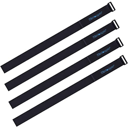 Wisdompro Extra Large 4 Pack 2x60" Hook and Loop Tie Down Straps Heavy Duty | Durable Nylon, Reusable, Long, Wide, Black, Functional, Adjustable Fastening Cinch Strap Cable Cord for Home, Office, Outdoor - size: Extra Large 4 Pack, 2 x 60 Inch