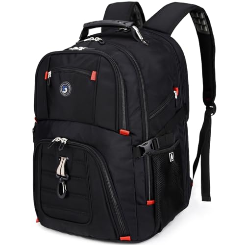 SHRRADOO Extra Large 50L Travel Laptop Backpack with combination lock,High School College Backpack Airline Approved Business Work Bag Fit 17 Inch Laptops for Men Women,Black - color: Black