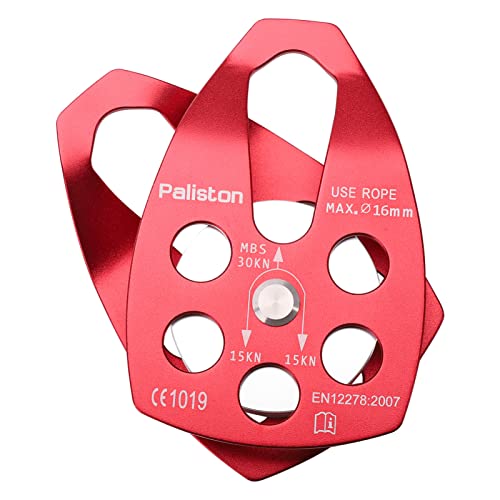 30kN Climbing Pulley with Ball Bearing for Rock Climbing Arborist - color: Red