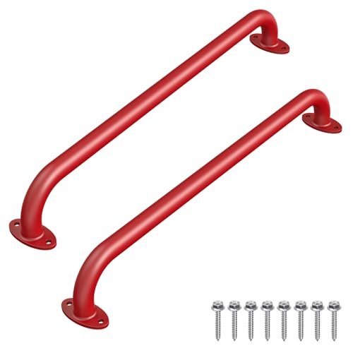 Dolibest 30 Inch Metal Safety Handle, Playground Ladder Handle & Wider Base, Playset Handles for Kids Playhouse, Treehouse, Rock Climbing Wall, Swing Set Accessories, Indoor & Outdoor Use (2PCS)-Red - color: ‎red 2- 30 Inch-2pcs