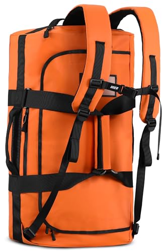 MIER 40L/60L/90L Water Resistant Backpack Duffel, Heavy Duty Duffle Bags | Heavy-Duty; Inner Zipper Pockets; Suit for Travel Gym Camping Sports Weekend Getaways; Convertible with Backpack Straps - color: Orange, size: 90l