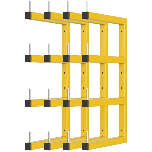 4-Pack Lumber Storage Rack, Wood Storage Racks Wall Mount, Heavy Duty Garage Wood Organizer with 8-Level System, Yellow Utility Rack Organization Up 1600 Lbs, Metal Lumber Shelf for Indoor & Outdoor - style: D– 4 Pack, 8-Tier