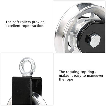 Stainless Steel Fitness Equipment Bracket Pulley, Mute Hanging Wheel with Smooth Rotating Rollers, Rustproof Lifting Pulley for Indoor Outdoor Rope Systems