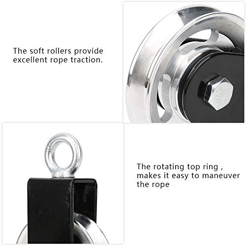 Fitness Equipment Bracket Stainless Steel Pulley Mute Hanging Wheel DIY Accessory – Heavy Duty Bearing Lifting Pulley for Indoor Outdoor Rope Training Sturdy Supports