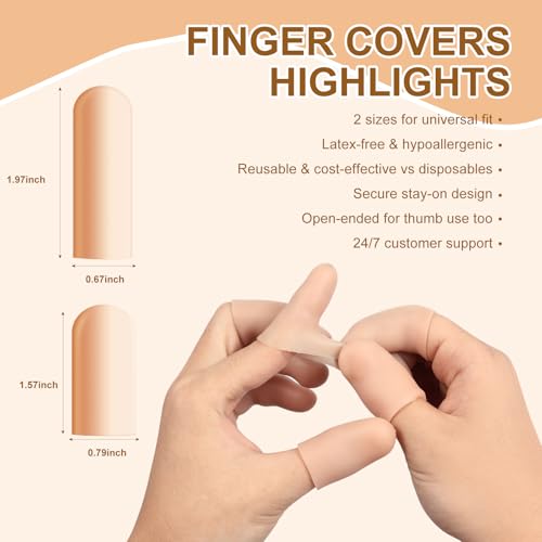20 Pcs Gel Finger Cots - Reusable Silicone Finger Protectors & Thumb Cots, Flexible Shields for Stiff Sore Fingers Against Dryness, Rubbing, and Skin Stress During Daily Activities