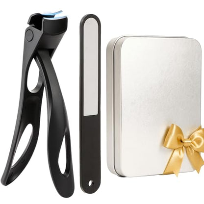 Large Nail Clippers Set with Nail File-2 Pcs, Toenail Clippers for Thick Nails, Stainless Steel Long Handled Fingernail Cutter, Heavy Duty Toenail Clipper Gift for Seniors, Men & Women (Black) - size: 2Pcs Nail Clippers Set-black