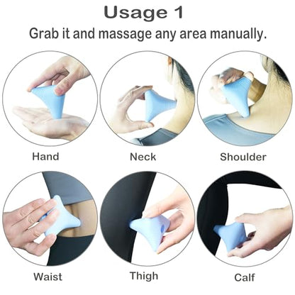 Trigger Point Massage Ball Manual Massager Tool 2.8”×2.9”. Blue | Silicone Massage Ball for Muscle Knot Deep Tissue Myofascial Release Physical Therapy Hip Flexor Iliacus Psoas Hand Foot Back - color: Blue