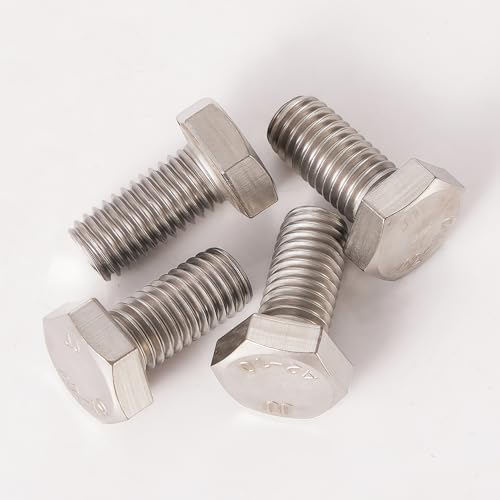 M6-1.0 Hex Head Screw Bolts - 20/25/30/35/40mm Length Kit, 304 Stainless Steel(A2-70), Bright Finish, Fully Threaded, Hexagon Head Bolts,Quantity 50-Piece Set - size: 304-Hex-M6-20-40mm