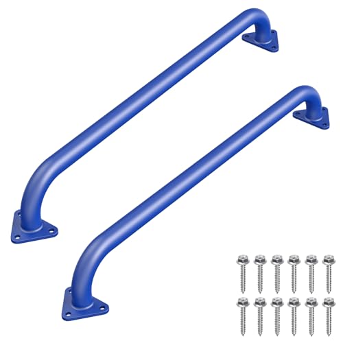 SELEWARE 30" Blue Metal Playground Handles Playset Grab Bars Ladder Handle | 500LB 2Pcs Heavy Duty Steel Kids Playground Handles for Indoor/Outdoor Ladder Handrail Swing Set Treehouse Rock Climbing Wall - color: E: 30"-2 Pcs-blue