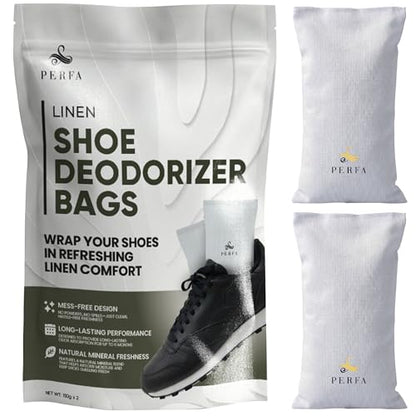 Shoe Deodorizer Pack of 2 - Linen Scent Odor Eliminator - Odor Absorber Air Freshener, Multi-Use for Shoes, Bags, Boots, Boxing Gloves, Gym Bag, Sneaker and Closet Deodorizer - Fragrance by Perfa