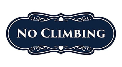Signs ByLITA Designer No Climbing (Navy Blue/White) - Small - color: Navy Blue / White, size: 2 x 5" - Small (1 Pack)
