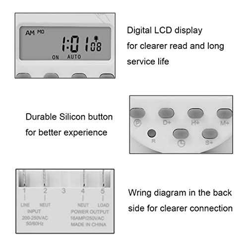 CN101S 1 Second Interval 110V Digital LCD Timer Switch 7 Days Weekly Practical Programmable Time Relay Programmer
