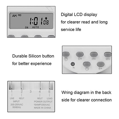 CN101S 1 Second Interval 110V Digital LCD Timer Switch 7 Days Weekly Practical Programmable Time Relay Programmer