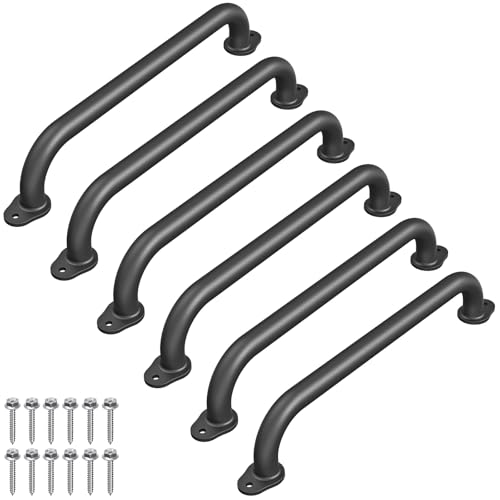 SELEWARE 6 Pcs 17" Black Playground Safety Handles Metal Monkey Bars Indoor | 500LB Heavy Duty Fully Welded Steel Kids Grab Bars for Indoor/Outdoor Playset Treehouse Climbing Frame Wall ladder Backyard - color: A: 17"-6 Pcs-black
