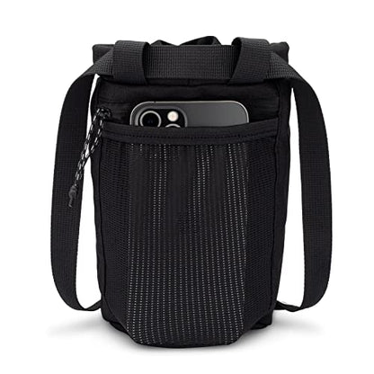 Classic Chalk Bag for Rock Climbing, Bouldering Chalk Bag Bucket with Quick-Clip Belt, Zippered Pockets and Pouch - Perfect Indoor/Outdoor Rock Climbing Gear Equipment - color: Black
