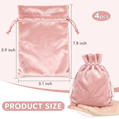 HRX Package Soft Velvet Gift Bags, 5.1x7.8 inch Velvet Drawstring Pouches -Pink for Jewelry Crystal Dice Tarot Rune (4 Pack) - color: Pink